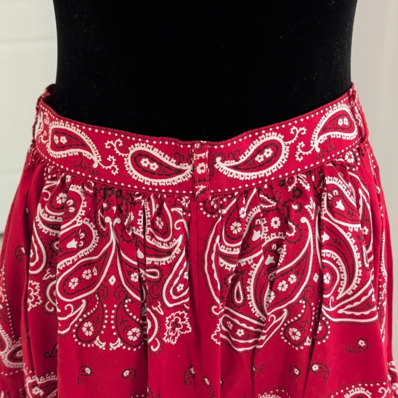 Laundry True Red Bandana Print Full Circle Midi Skirt Pearl Buttons S Western - Picture 8 of 10